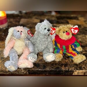 🎪 RARE! TY Beanie Babies Lot 3 May Bunny Sterling Piccadilly Bear Tag Mismatch